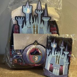 Disney Loungefly Cinderella Castle Series Mini Backpack & Wallet Set